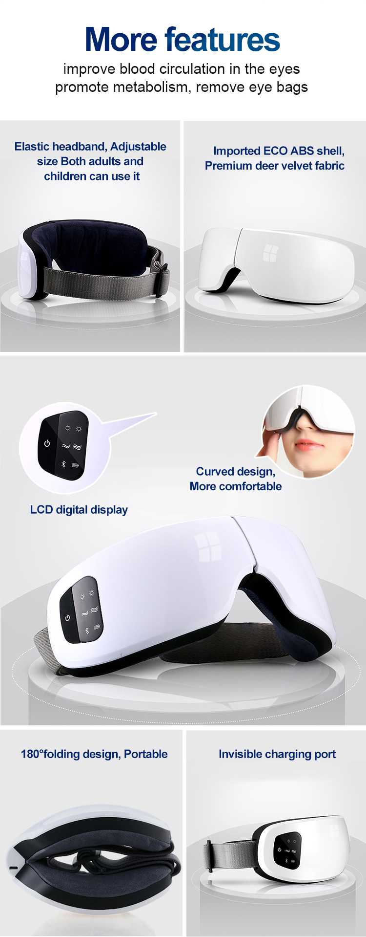 Portable multifunction airbag heated eye massager