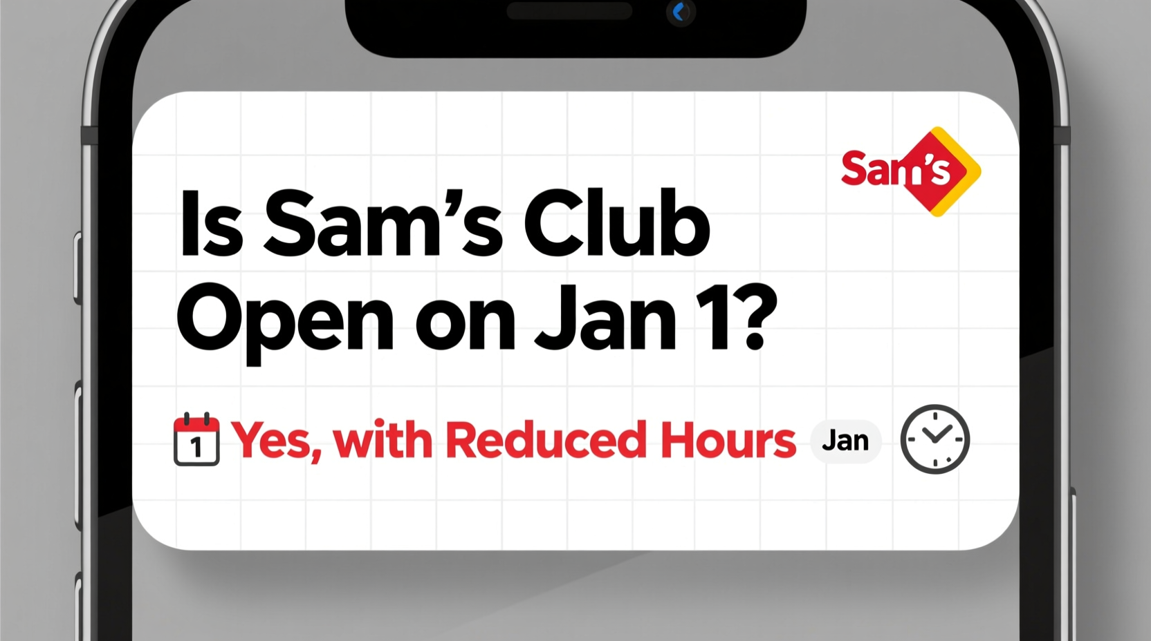 is sams club open on jan 1