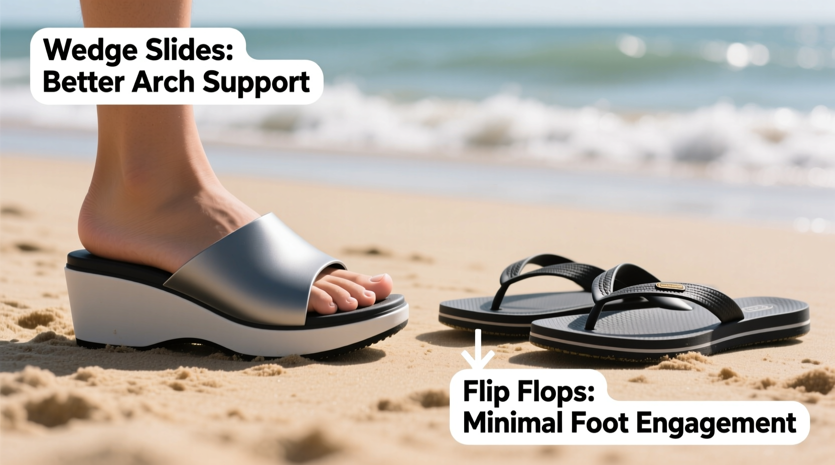 platform wedge slides vs beach flip flops are wedges actually better for your feet or just cuter