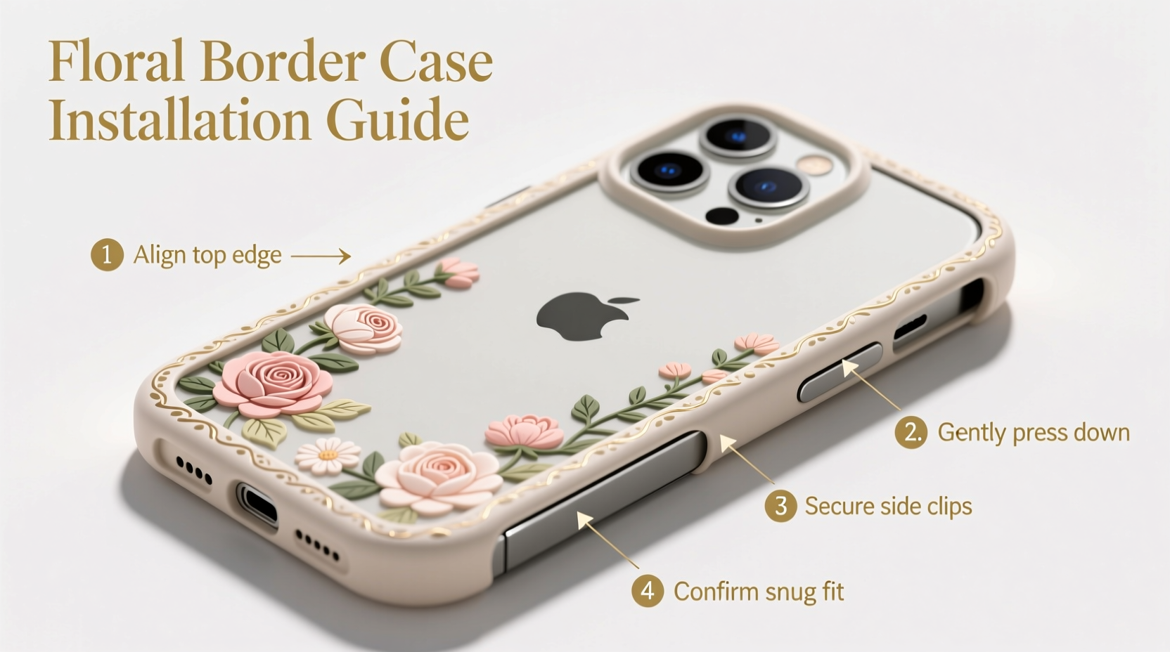 step by step guide to installing a floral border design case on your iphone 16