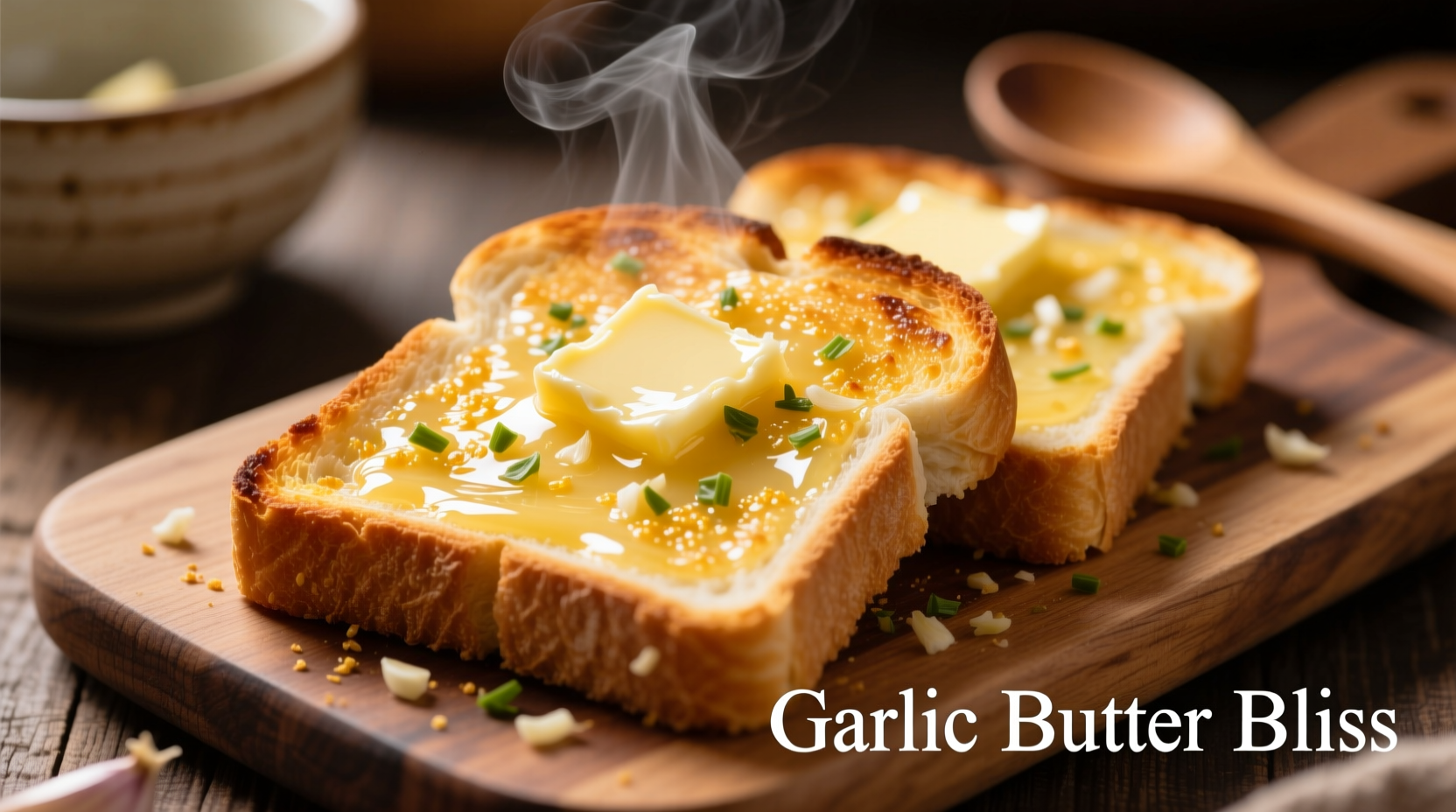 Golden garlic toast with melted butter