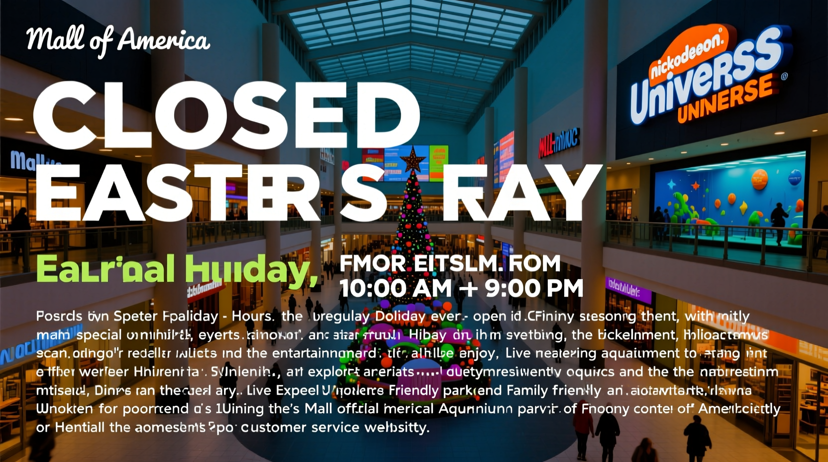 is mall of america closed on easter