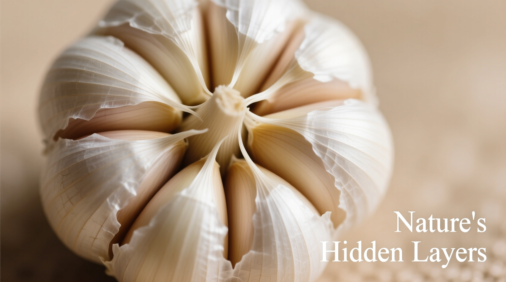 Garlic bulb showing individual cloves and papery skin