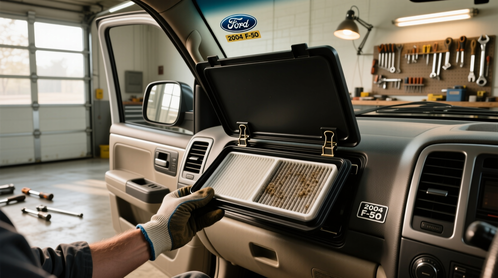 2004 f350 cabin air filter location replacement guide