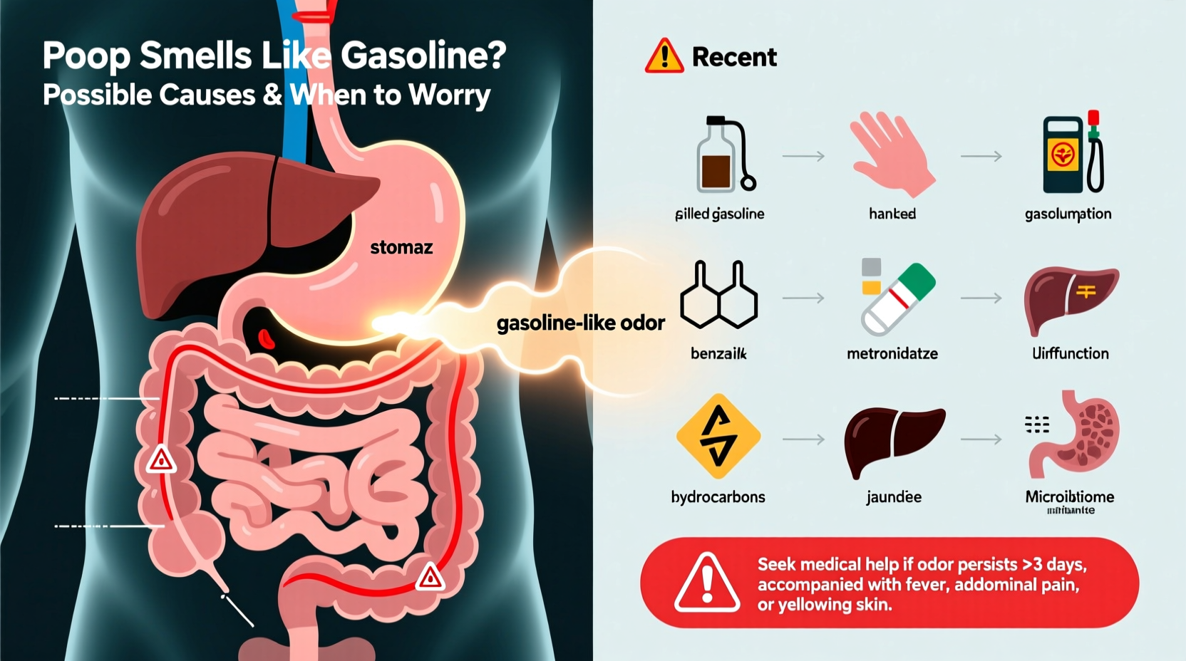 poop smells like gasoline possible causes when to worry
