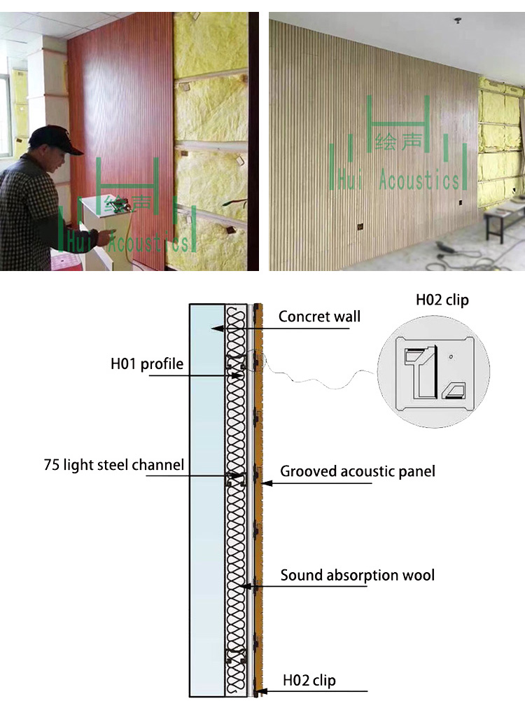MDF Grooved Acoustic Panels Tongue And Groove Composite Wall Panel Ktv Grooved Acoustic Board Soundproofing Mat