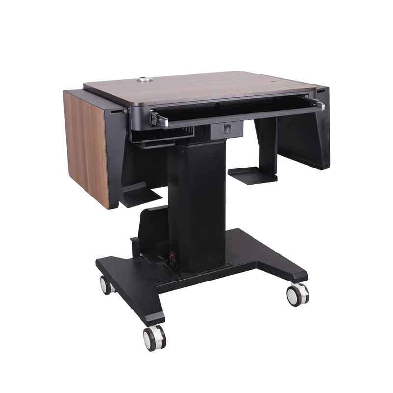 Movable lectern wood and aluminum body height adjustable desk speaker and audio system podium
