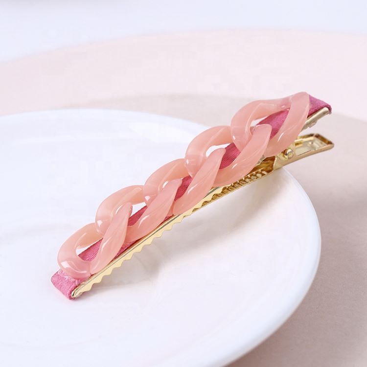 工厂定制新设计糖果色女孩hairgrips时尚塑料链条鳄鱼发夹女性
