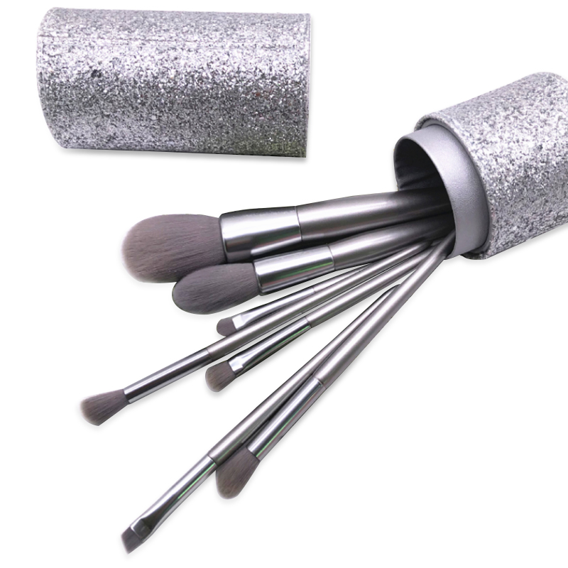 2020 Hot-selling Silver Gray Professional 8PCS Private Label Makeup Brush With Tube Packing Synthetic Hair Manufacturer