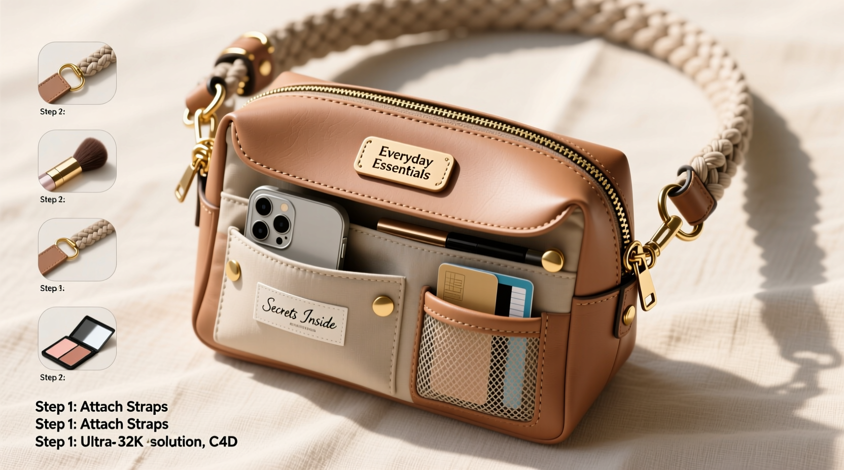 transform your makeup bag into a stylish and practical casual handbag a step by step guide