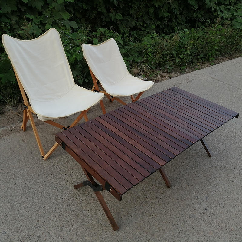 black canvas wood outdoor relax bbq picnic reclining seat