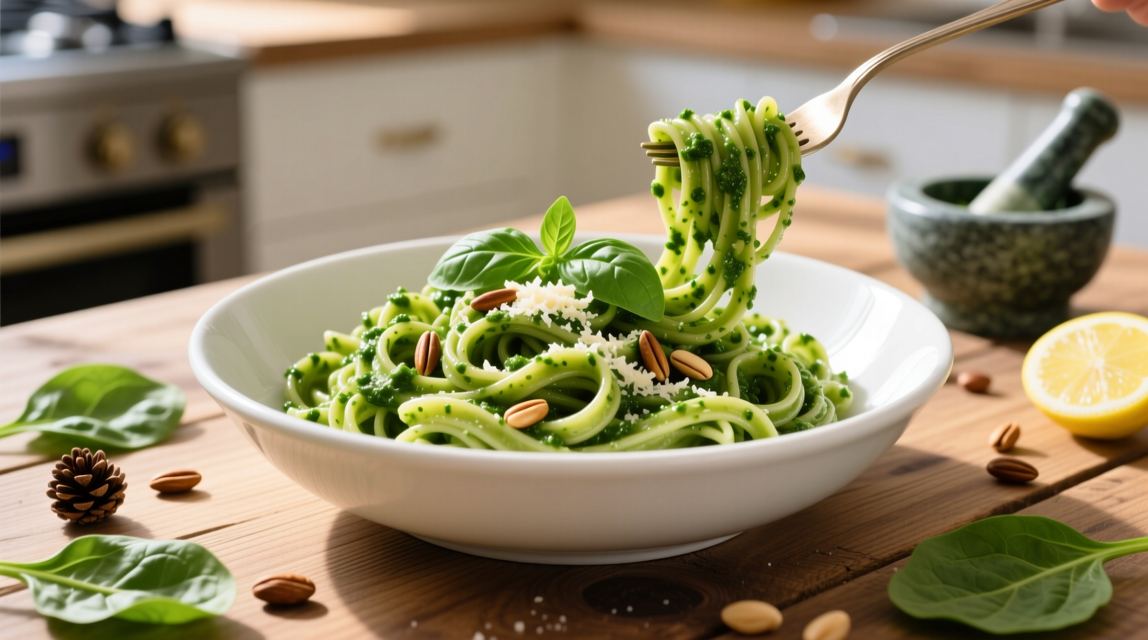 spinach pesto pasta  simple recipe   pro tips