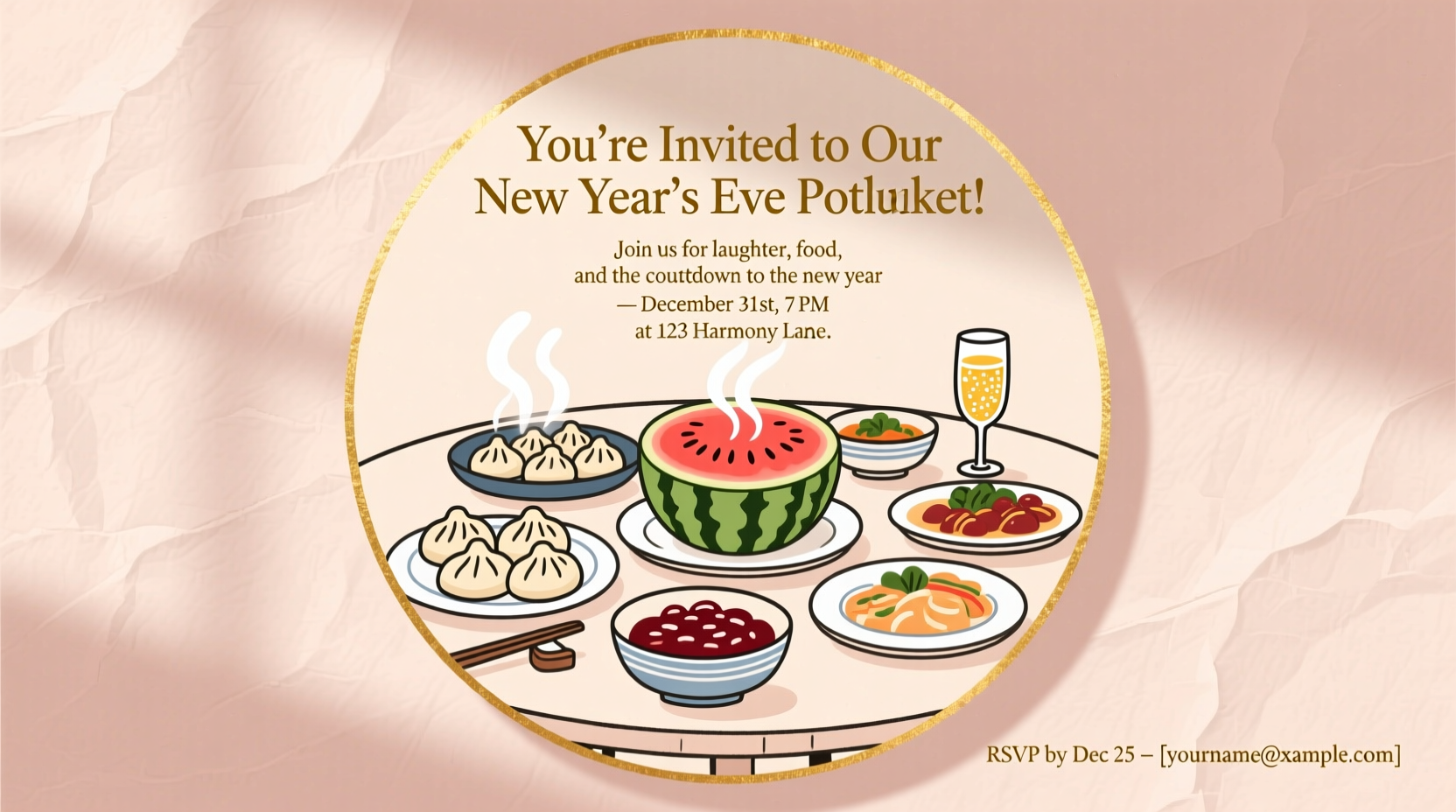 how to write a potluck new year eve invitation