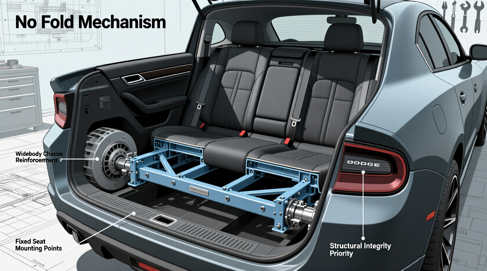 widebody charger rear seat fold reason