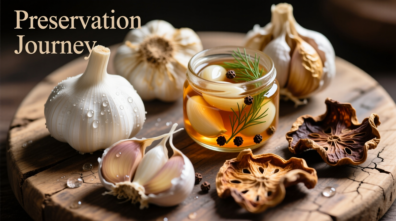 Fresh garlic cloves in various preservation stages