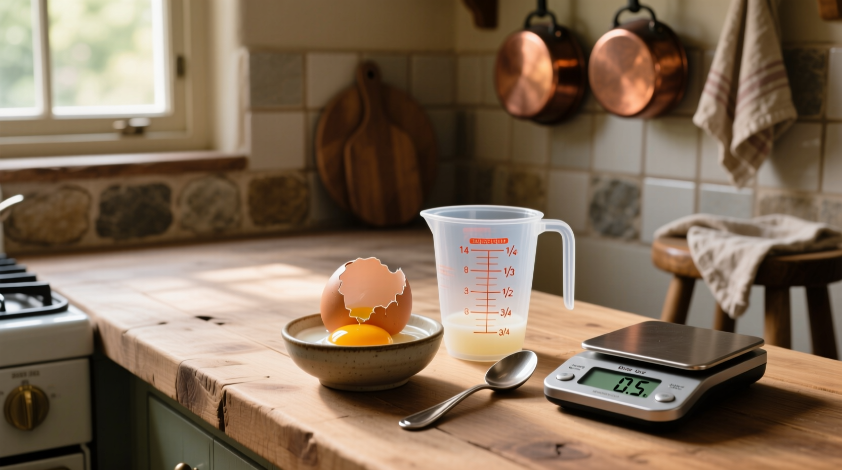 measure fractions of an egg for recipes with a kitchen