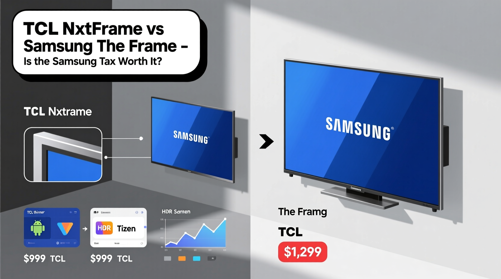 tcl nxtframe vs samsung the frame is the samsung tax worth it