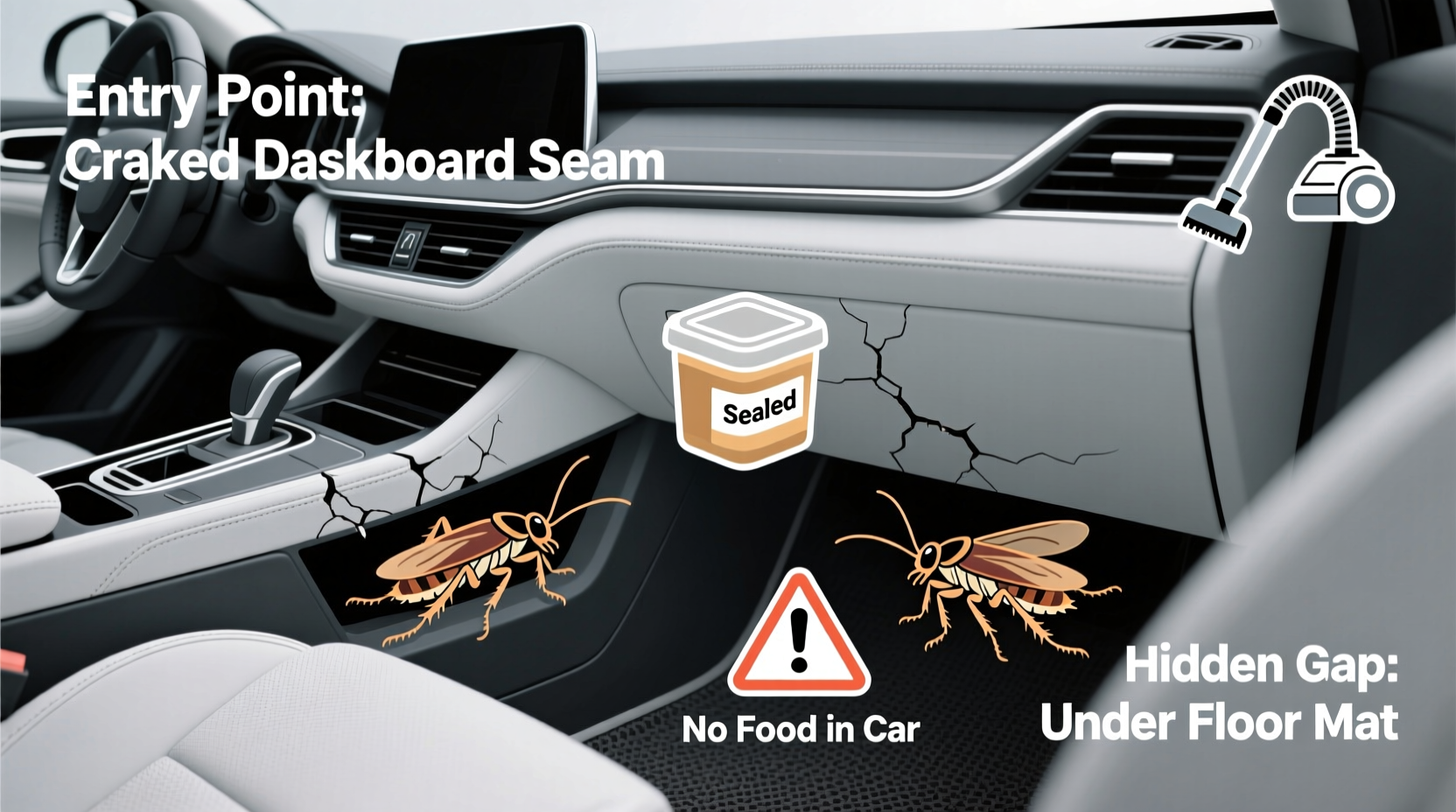 how does roaches get in your car