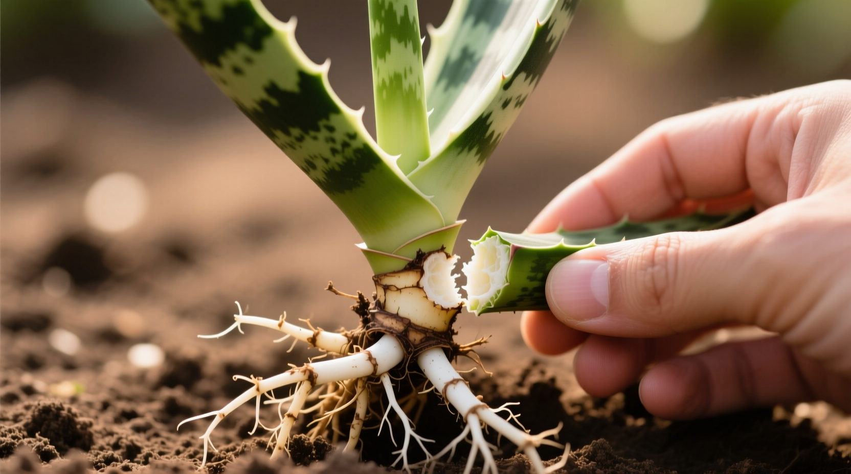 Snake plant division process showing healthy rhizome separation with clean cuts and intact root systems