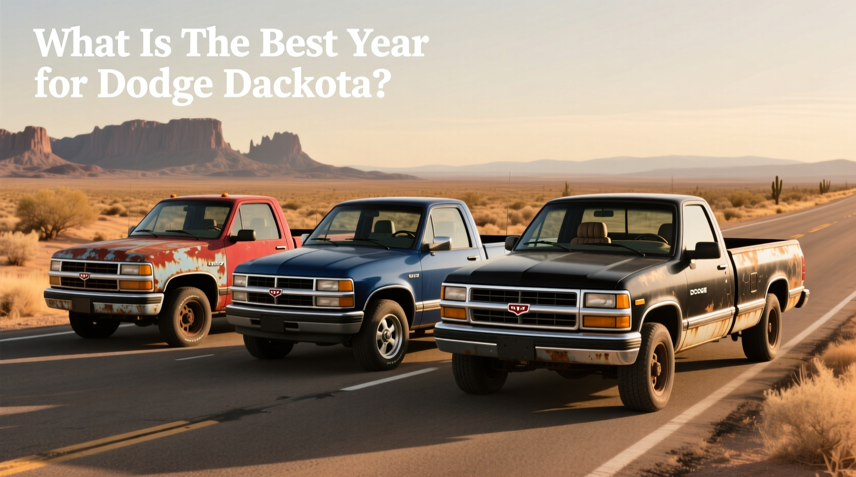 Dodge Dakota pickup trucks, multiple angles showing bed and front grille