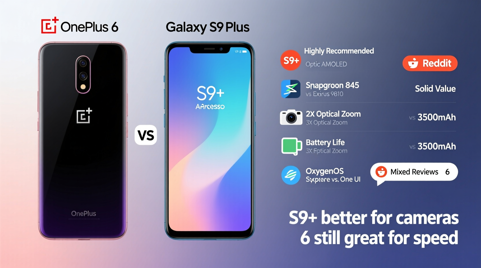 oneplus 6 vs samsung s9 plus is the upgrade actually worth it according to reddit