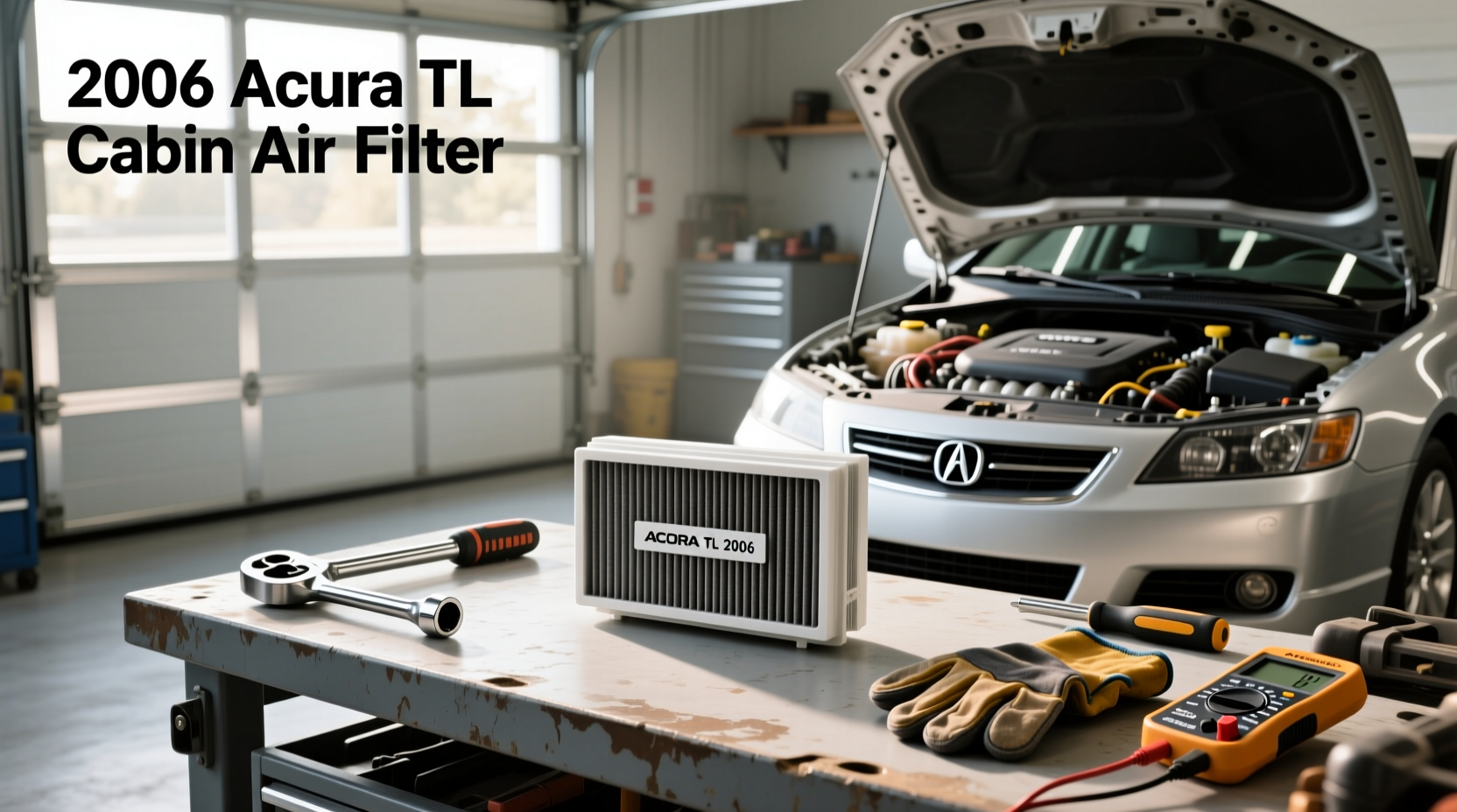 Cabin air filter for 2006 Acura TL shown outside packaging