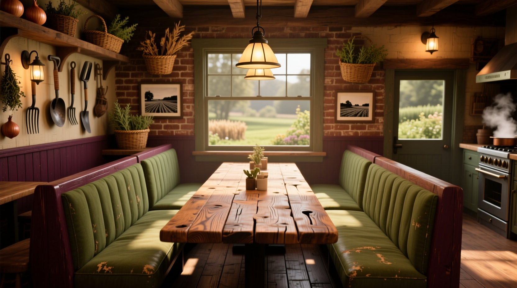 The Onion Bar & Grill dining area with wooden booths