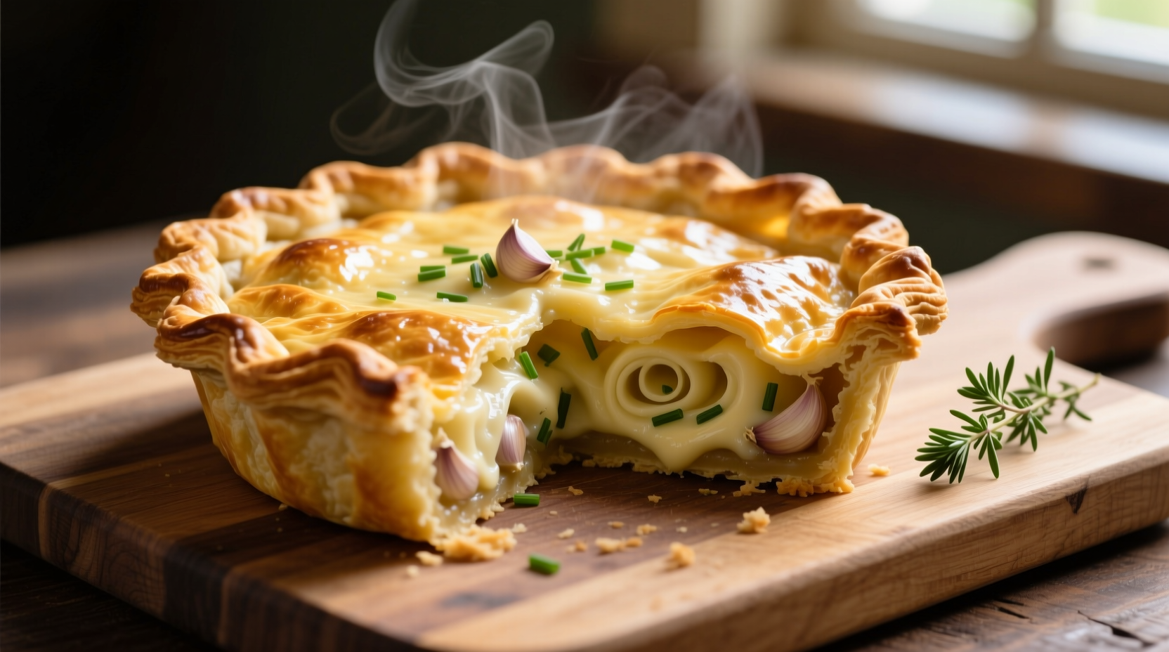 Golden potato pie with flaky crust and creamy filling