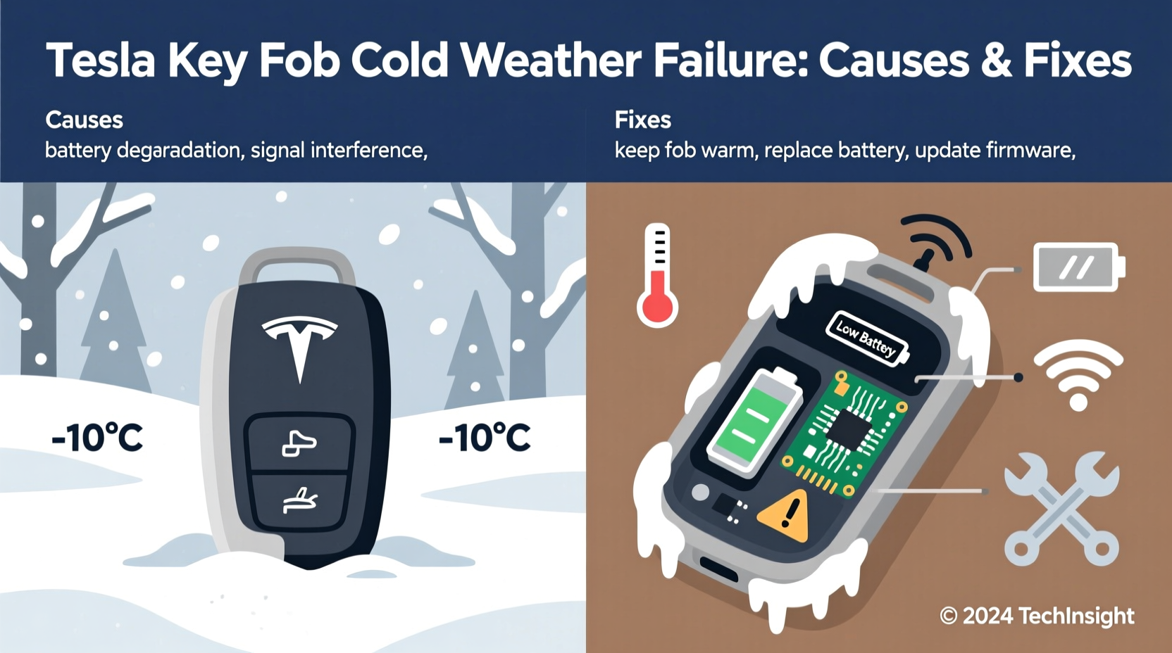 tesla key fob cold weather