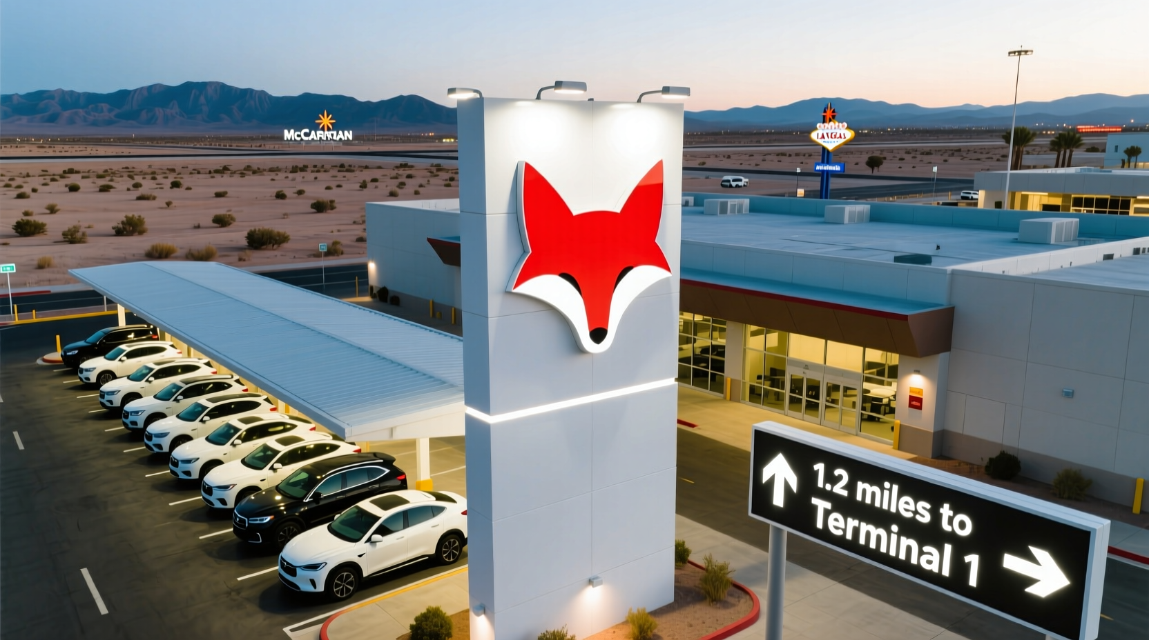how far is fox car rental from las vegas airport
