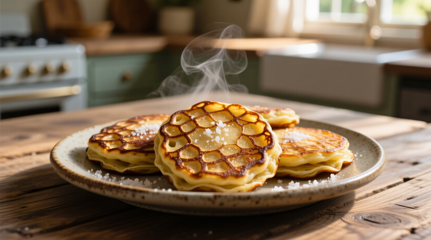 Golden brown crispy mashed potato pancakes on plate