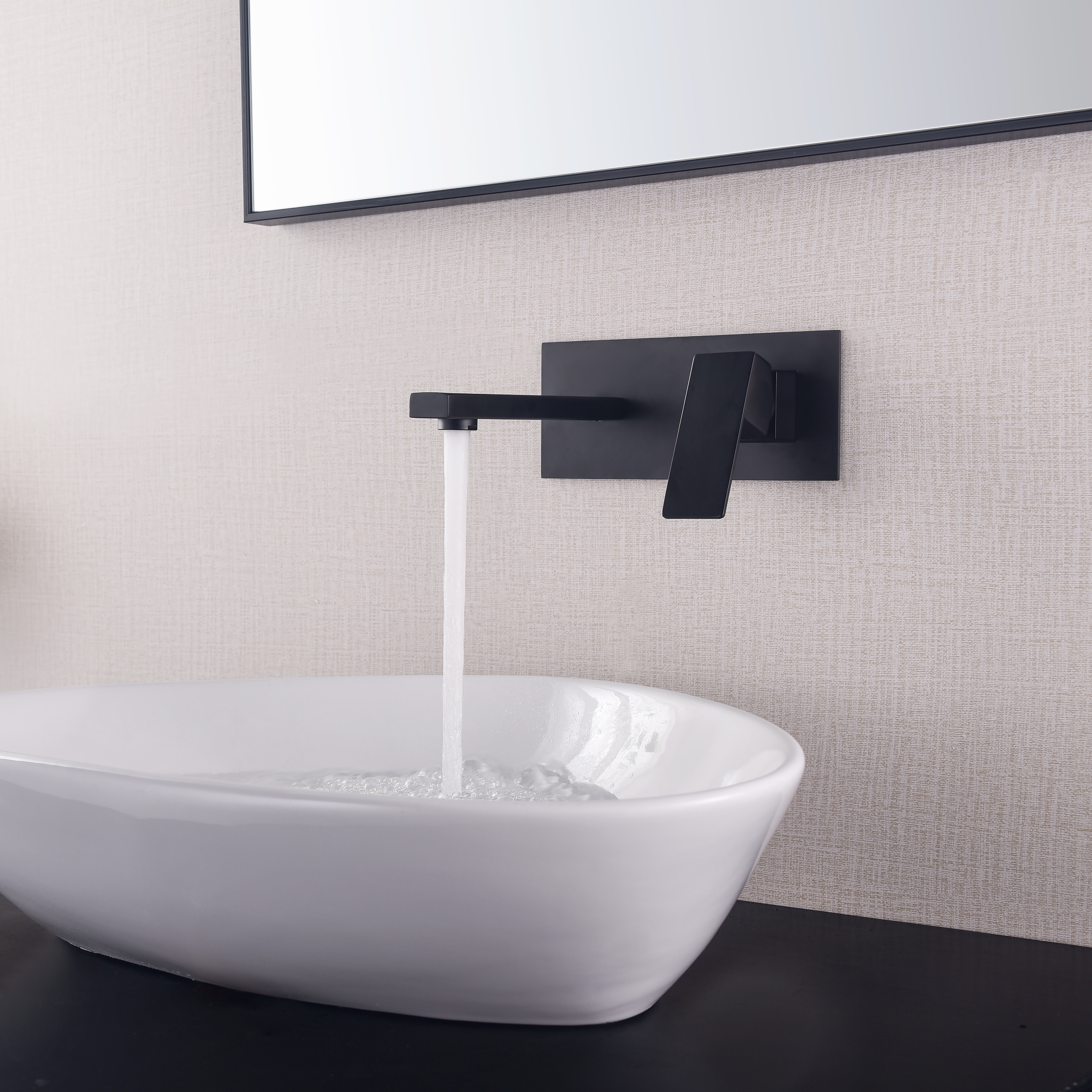 304 stainless steel Hot And Cold in-wall Water wash face upc bathroom mixer taps Basin Faucet curved by black color