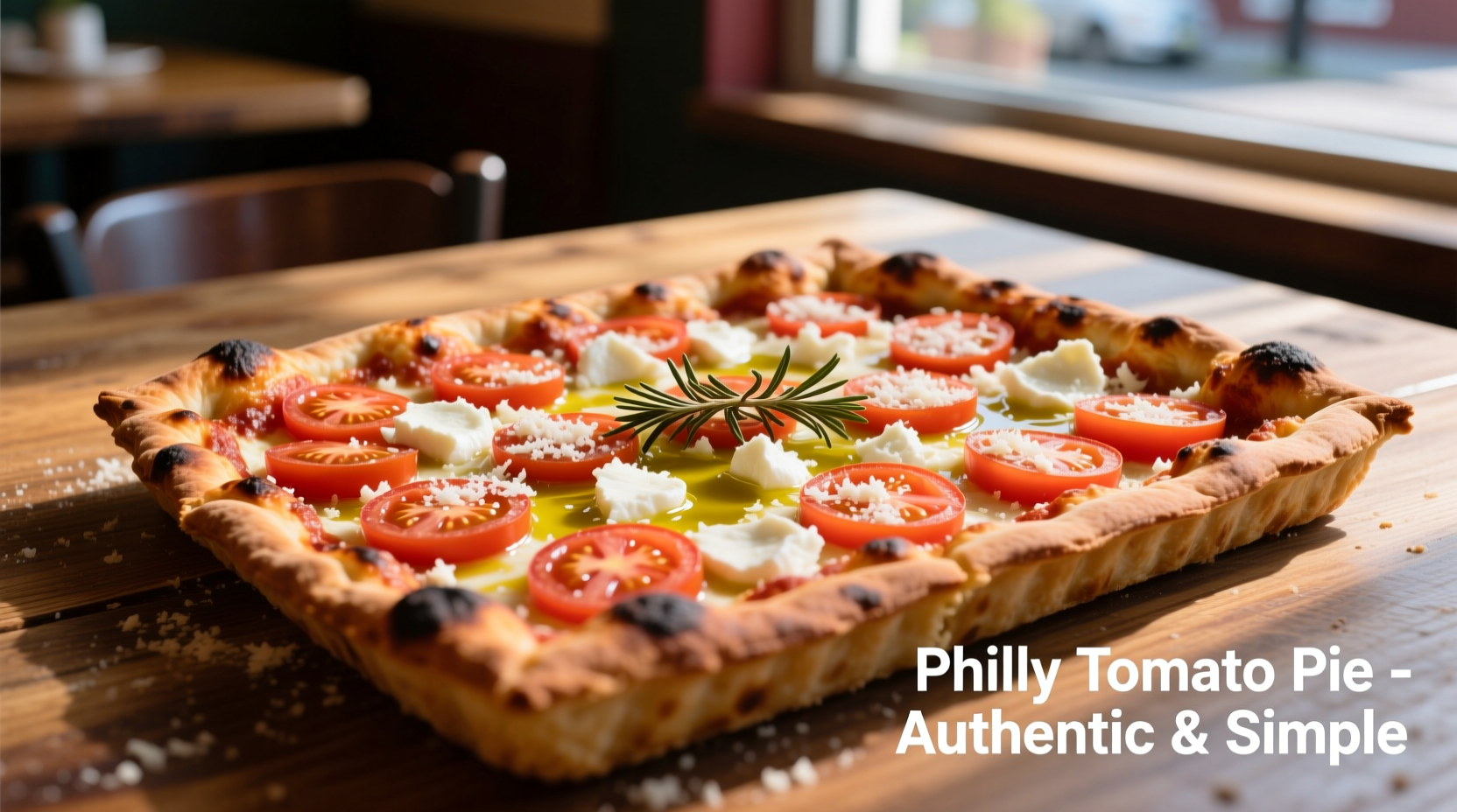 Philadelphia-style trios tomato pie with crisp crust and fresh toppings