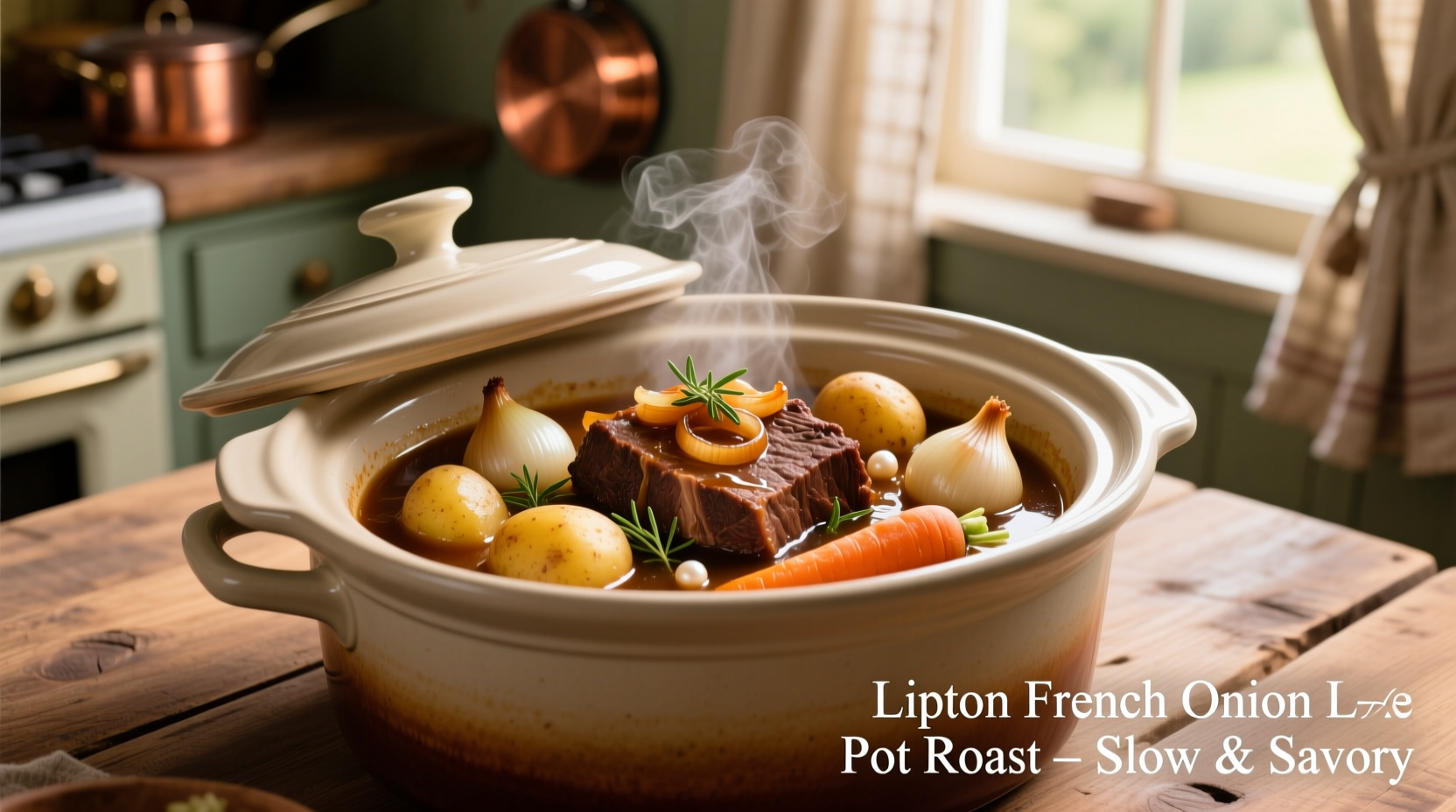 Lipton French Onion Pot Roast im Slow Cooker mit Gemüse