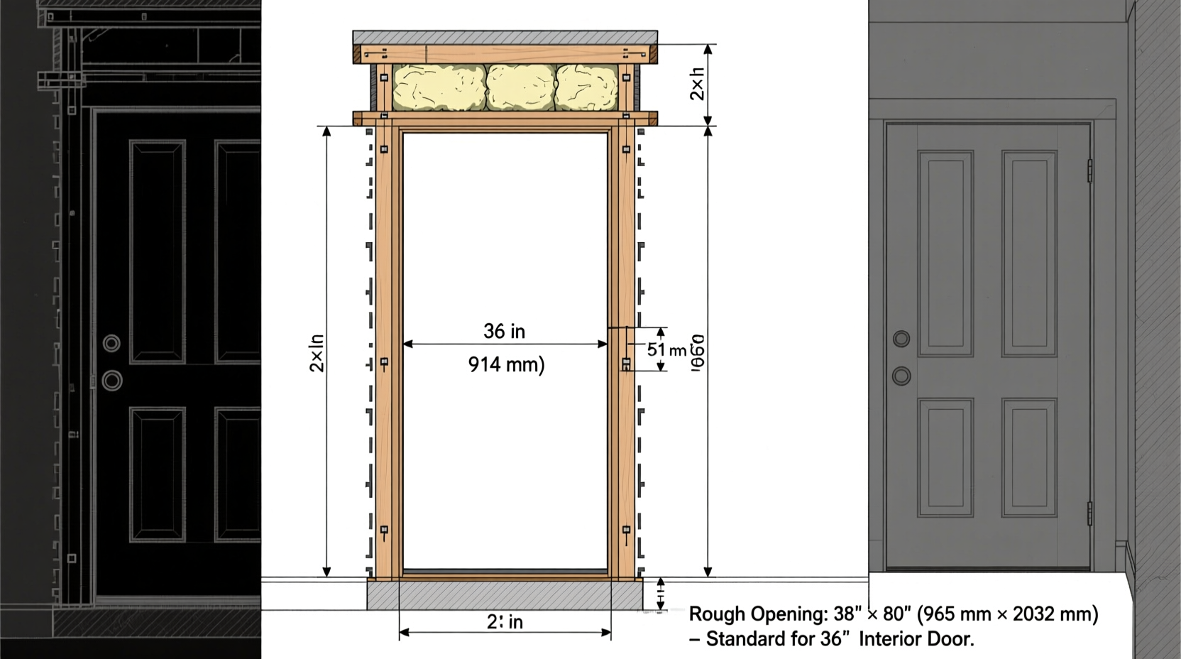 what is the rough opening on a 36 inch door