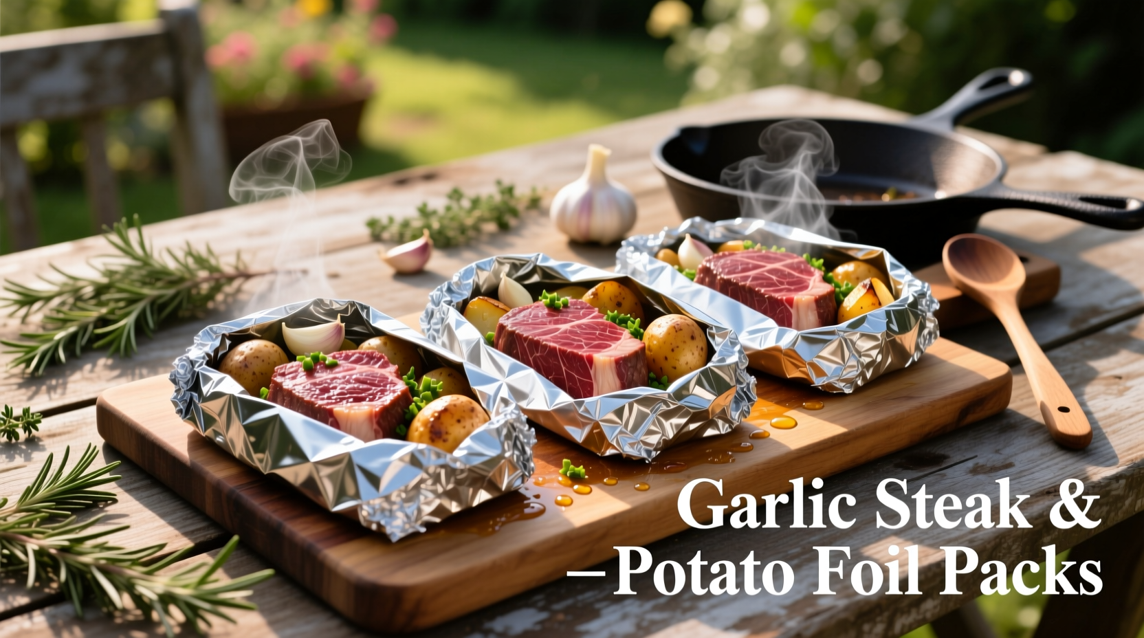 garlic steak potato foil packs