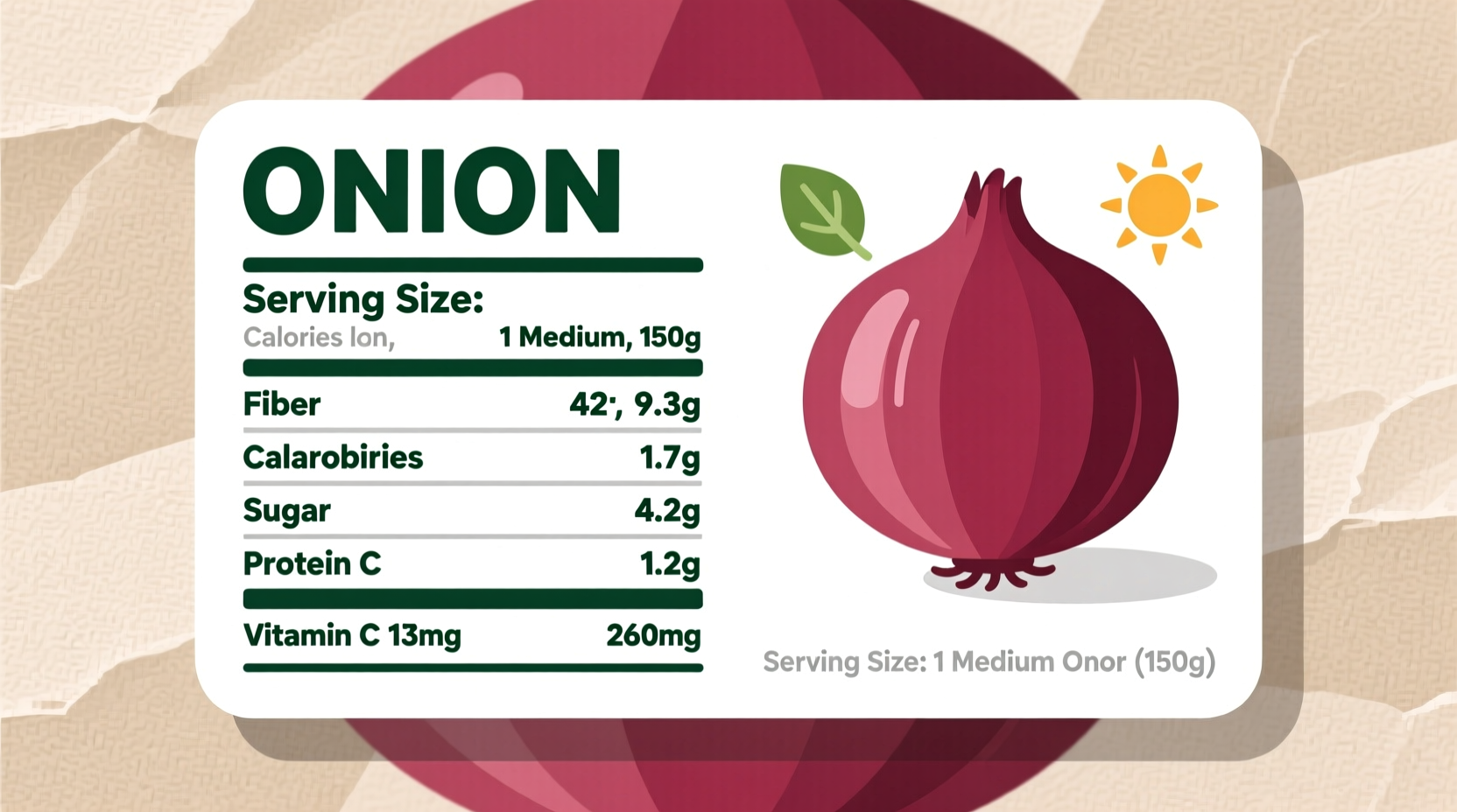 onion nutrition label