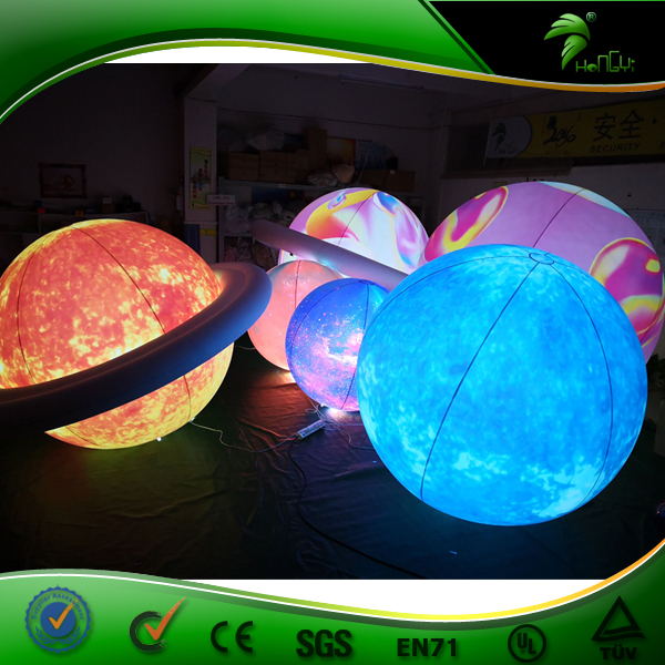 充气银河系星球带led灯inflaatble氦pvc气球太阳/月亮/火星行星太阳系
