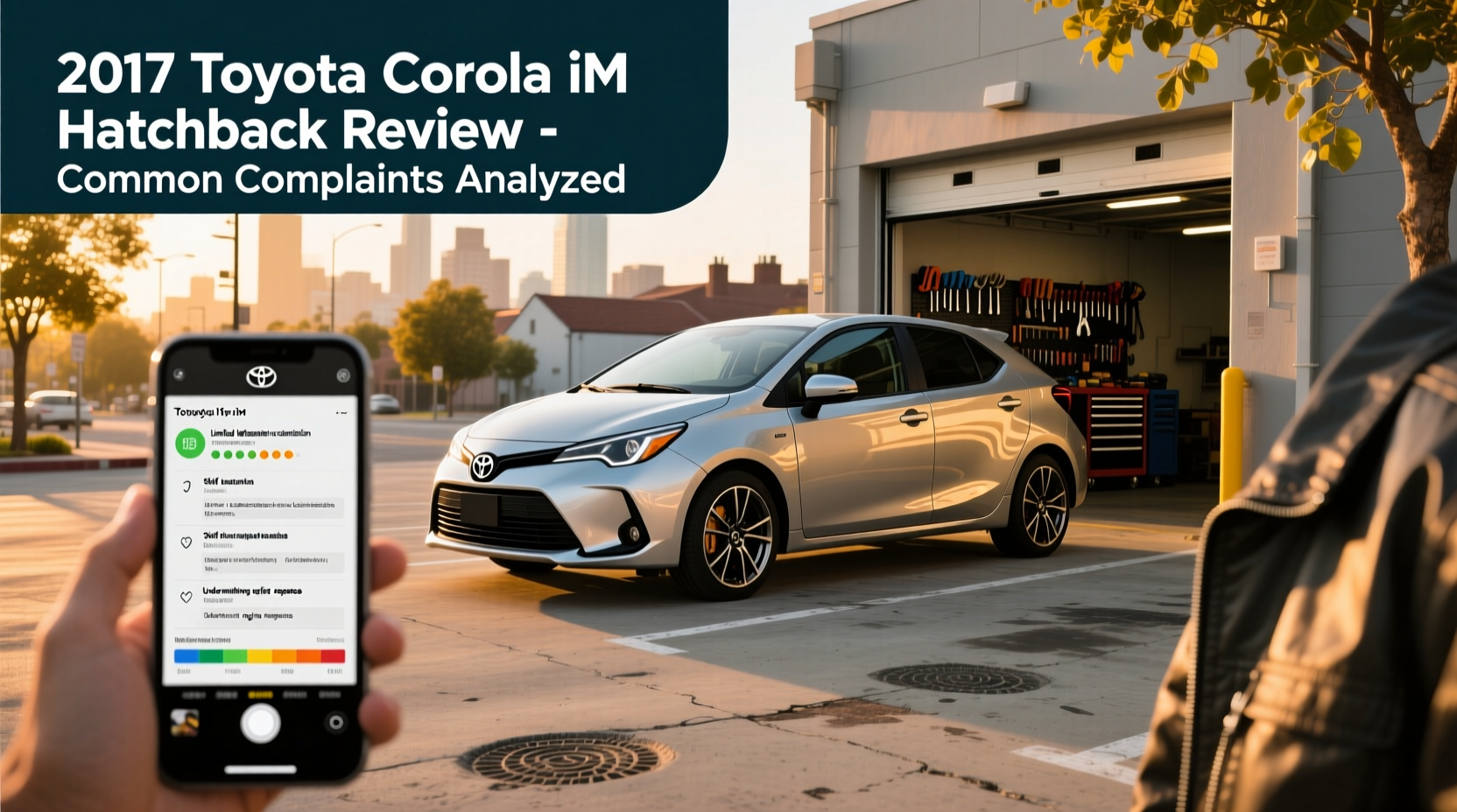 Interior view of 2017 Toyota Corolla iM showing dashboard, steering wheel, and infotainment screen