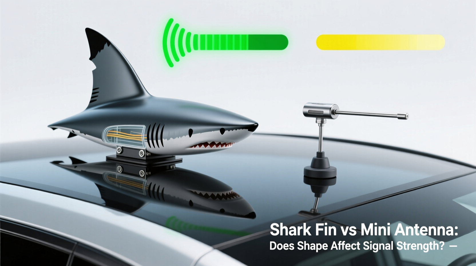 shark fin antenna vs mini antenna does the shape really matter for car signal strength