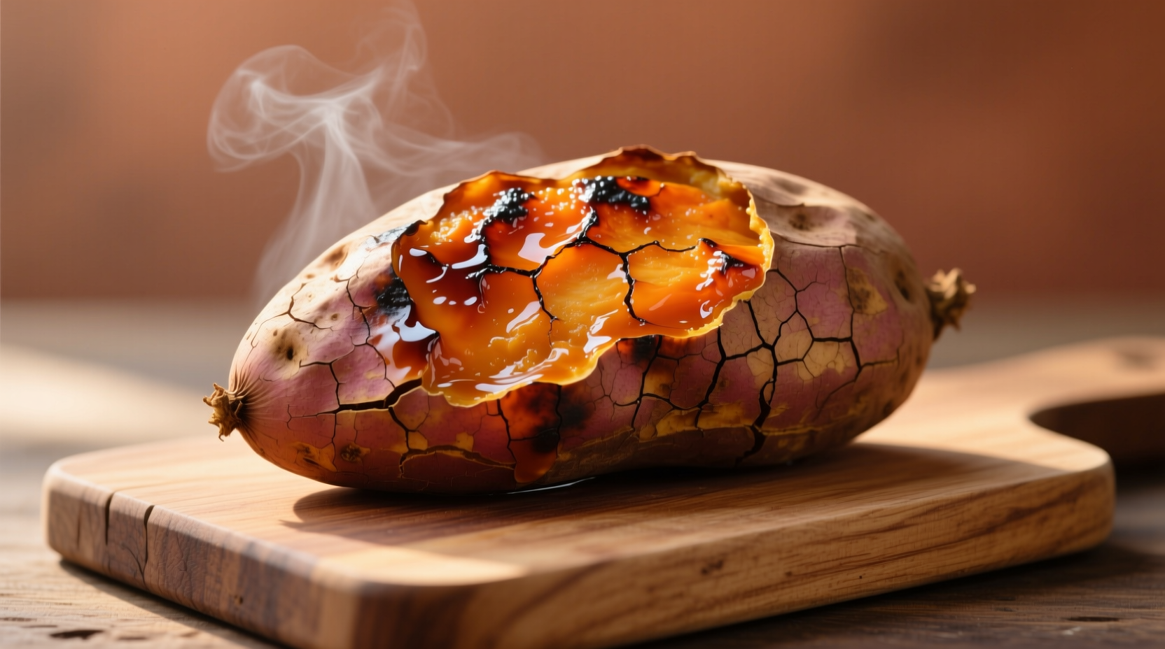Perfectly baked sweet potato with caramelized skin