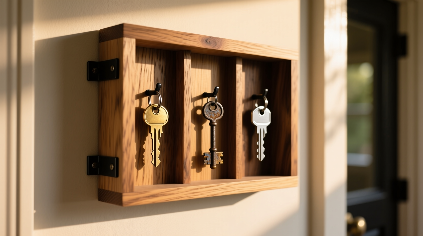 turn a shadow box into a key holder