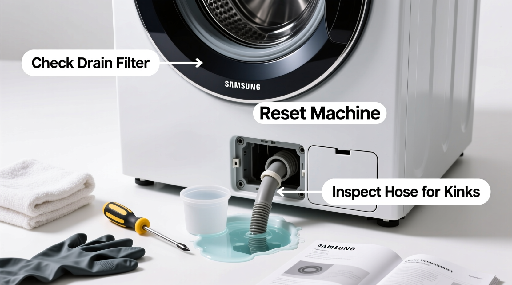 samsung washer not draining troubleshoot fix the problem