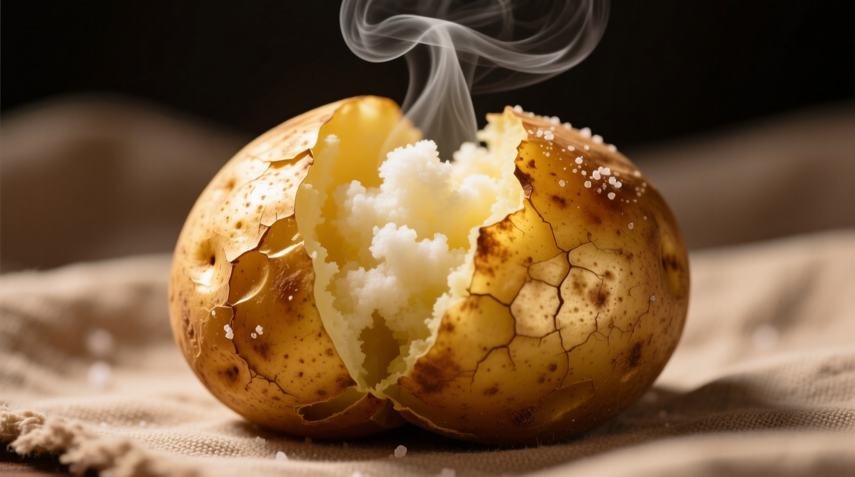 Perfect golden baked potato with fluffy interior