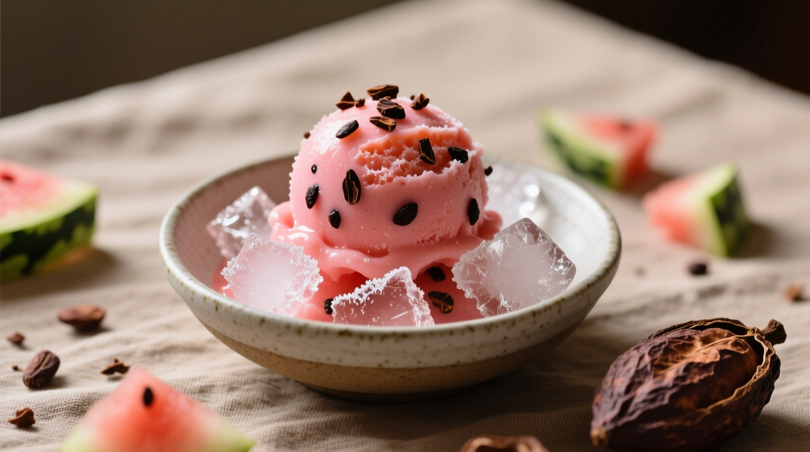 watermelon cocoa nib sorbet recipe