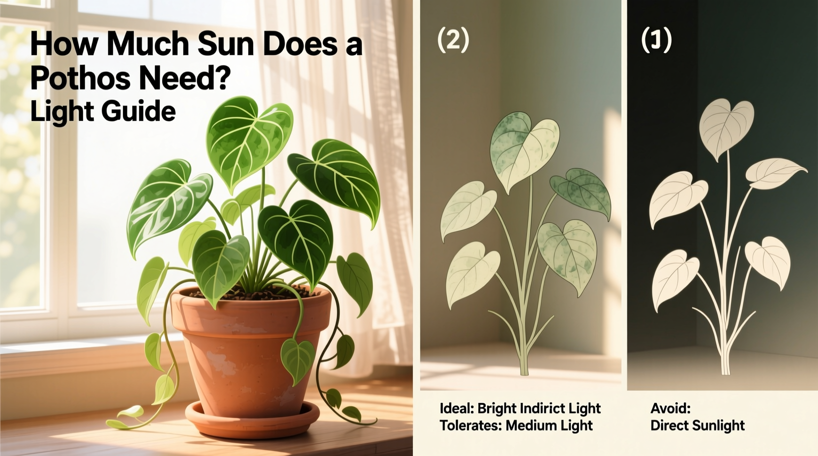how much sun does a pothos need