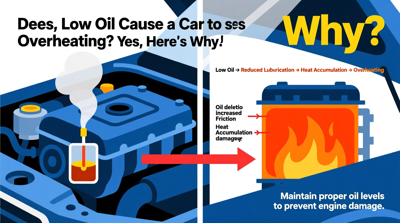 does low oil cause car to overheat