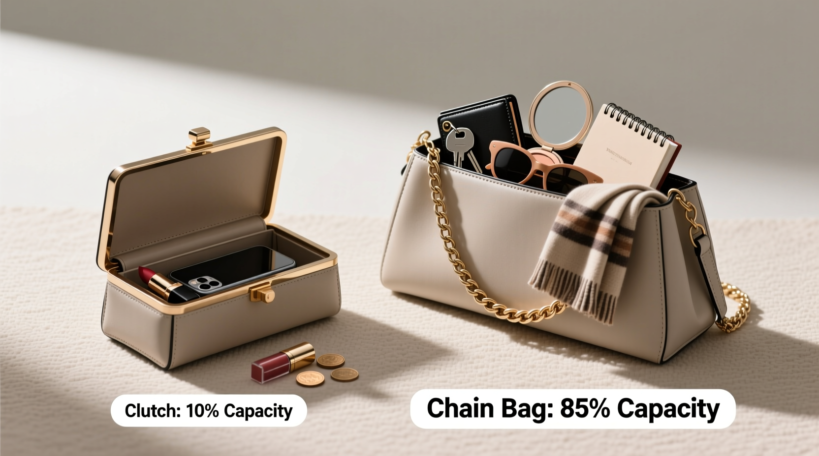 clutch vs chain bag which one actually holds more stuff without being annoying