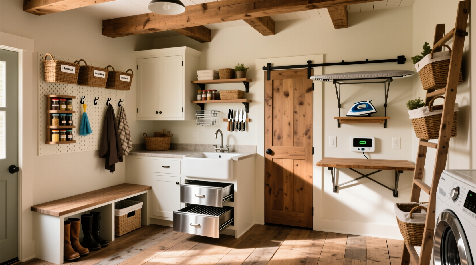 8 clever storage solutions farmhouse mudroom laundry room