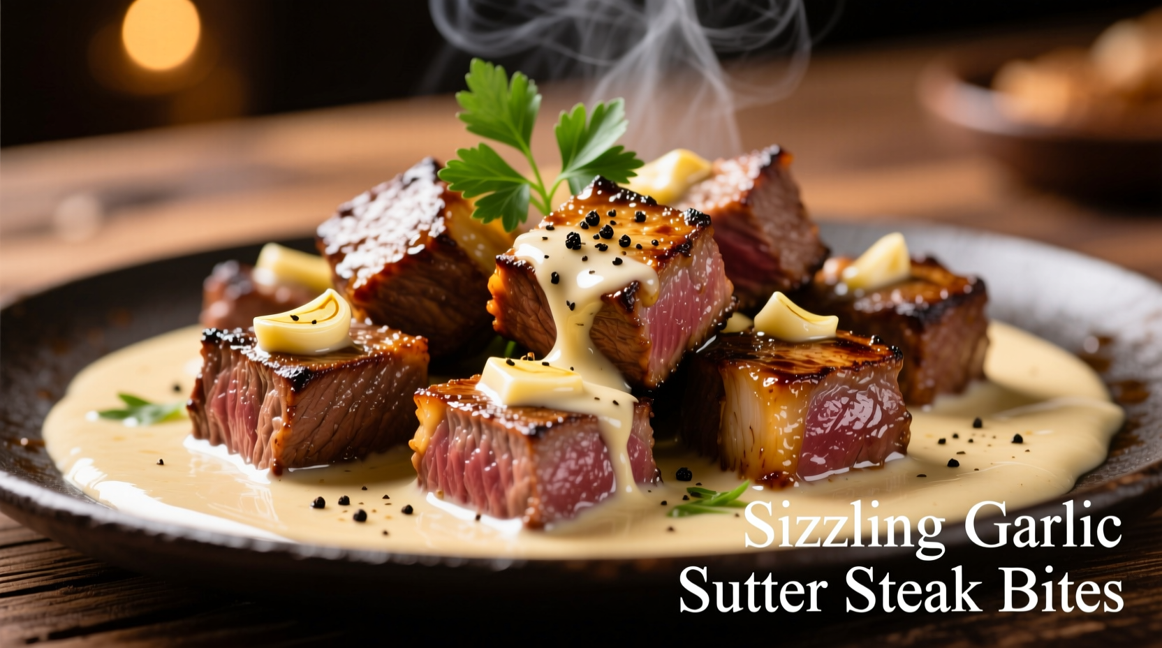 Sizzling garlic butter steak bites in cream sauce